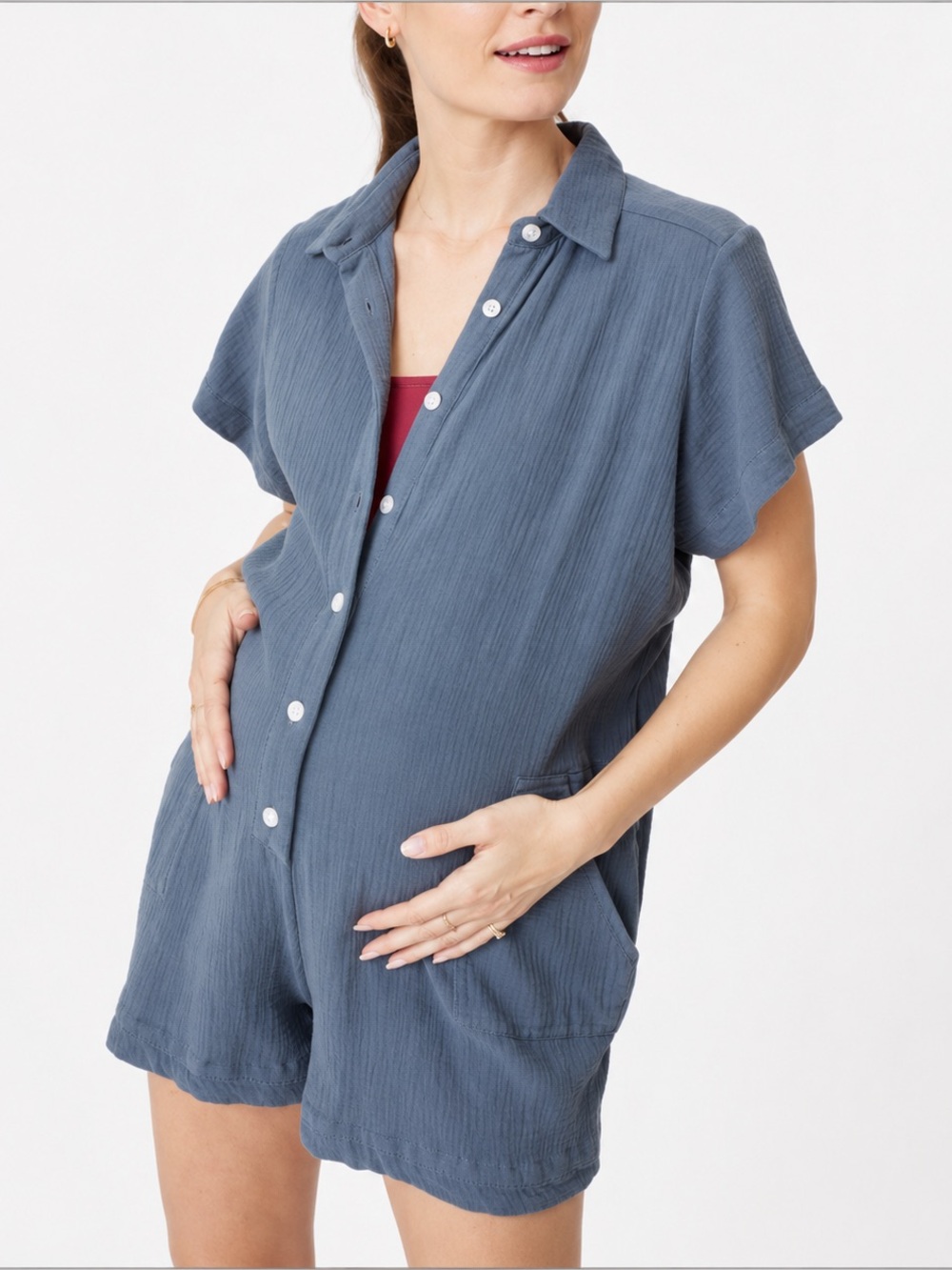 Hatch Lenora Cotton‎ Gauze Maternity Romper